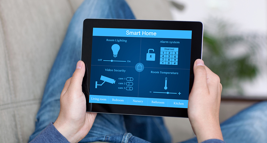 The ability to access and control security components from a mobile device is one of the top smart home trends in Asheville. Close-up of smart home security app.